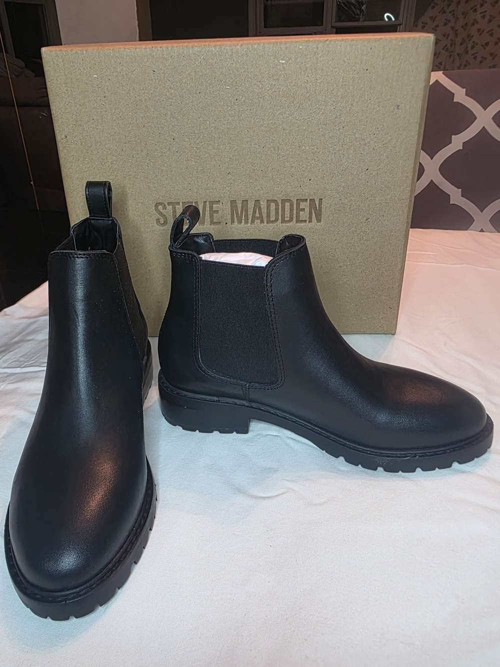 Steve Madden Men’s Black Chelsea Combat Boots